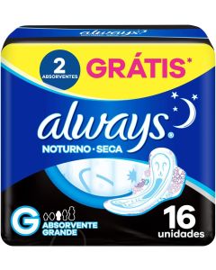 Absorvente Always Noturno Cobertura Seca com Abas Pague 14 Leve 16