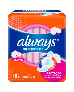 Absorvente Always Super Proteção Cobertura Suave Com Abas 8 Unidades 