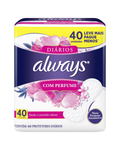 Protetor Diário Always Leve 40 Pague 30 com Perfume 40 Unidades 