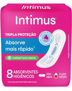 Absorvente Intimus Cobertura Seca Sem Abas 8 Unidades 
