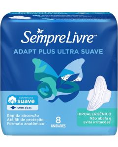 Absorvente Sempre Livre Adapt Plus Ultra Suave Com Abas 8 unidades