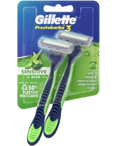 Aparelho de Barbear Gillette Prestobarba 3 Sensitive Comfortgel 2 unidades