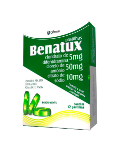 Pastilha Benatux Sabor Menta 12 Pastilhas 