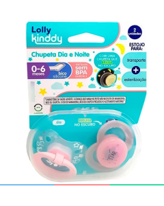 Kit Chupeta Dia e Noite Lolly Star Rosa 0-6meses