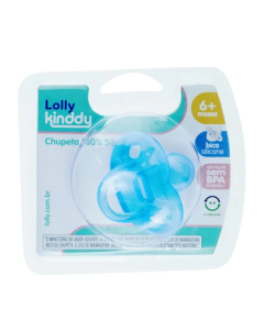 Chupeta De Silicone Lolly Kinddy 6+ Meses Azul 1 Unidade