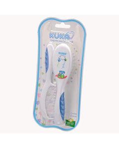 Kit Escova e Pente Kuka para Cabelo Soft Azul