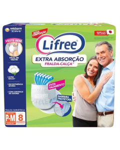 Fralda Descartável Adulta Lifree Fralda-Calça P/M 8 Unidades