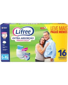Fralda Geriátrica Lifree Fralda Calça Extra Absorção G/Xg 16 Unidades 