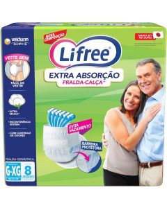 Fralda Descartável Geriátrica Lifree Fralda-Calça G/XG 8 Unidades