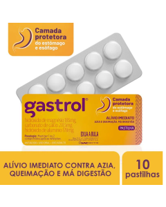 Antiácido Gastrol Pastilhas Mastigáveis 10 Pastilhas 