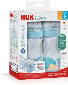 Kit Mamadeira Nuk Smart Flow Essence Azul 150ml + 270ml