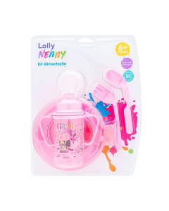 Kit Alimentação Lolly Rosa Prato + talher + copo 